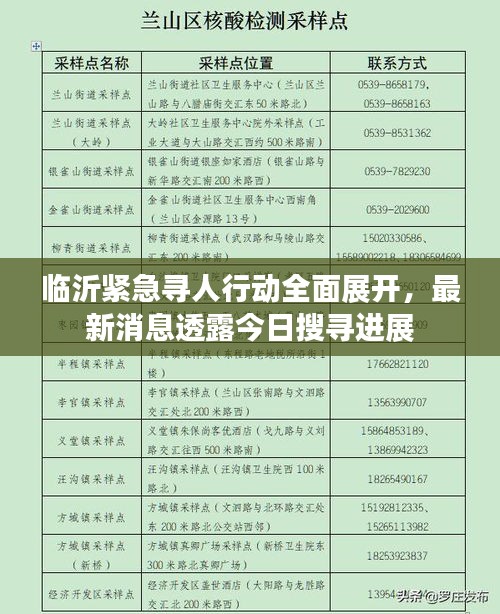 臨沂緊急尋人行動全面展開，最新消息透露今日搜尋進(jìn)展